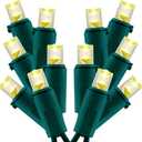 Warm White Wide Angle Christmas Lights, Pack of 2 Sets 25 Ft 100 LED Green Wire 5mm UL Certified Commercial Grade Holiday String Light