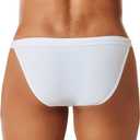 MIZOK Men's Sexy Low Rise Swimsuits Bikini Swimming Briefs Swimwear with Adjustable Drawstring (White, M)