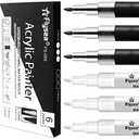 EBOT Acrylic Paint Pen White Black, 6 Pack Black Paint Markers for Rock Wood Fabric Plastic Leather Glass Stone Metal Canvas,Water-Based Acrylic Paint Sets