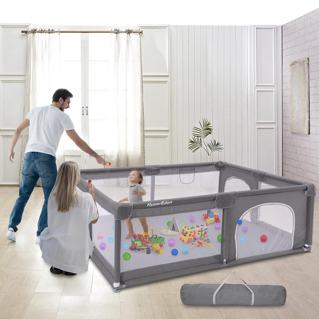 Baby Playpen, 71 x 59 Inches Large Playpen for Babies and Toddlers, Extra Safe with Anti-Collision Foam Playpens for Babies, Indoor & Outdoor Playard for Kids Activity Center with Gate
