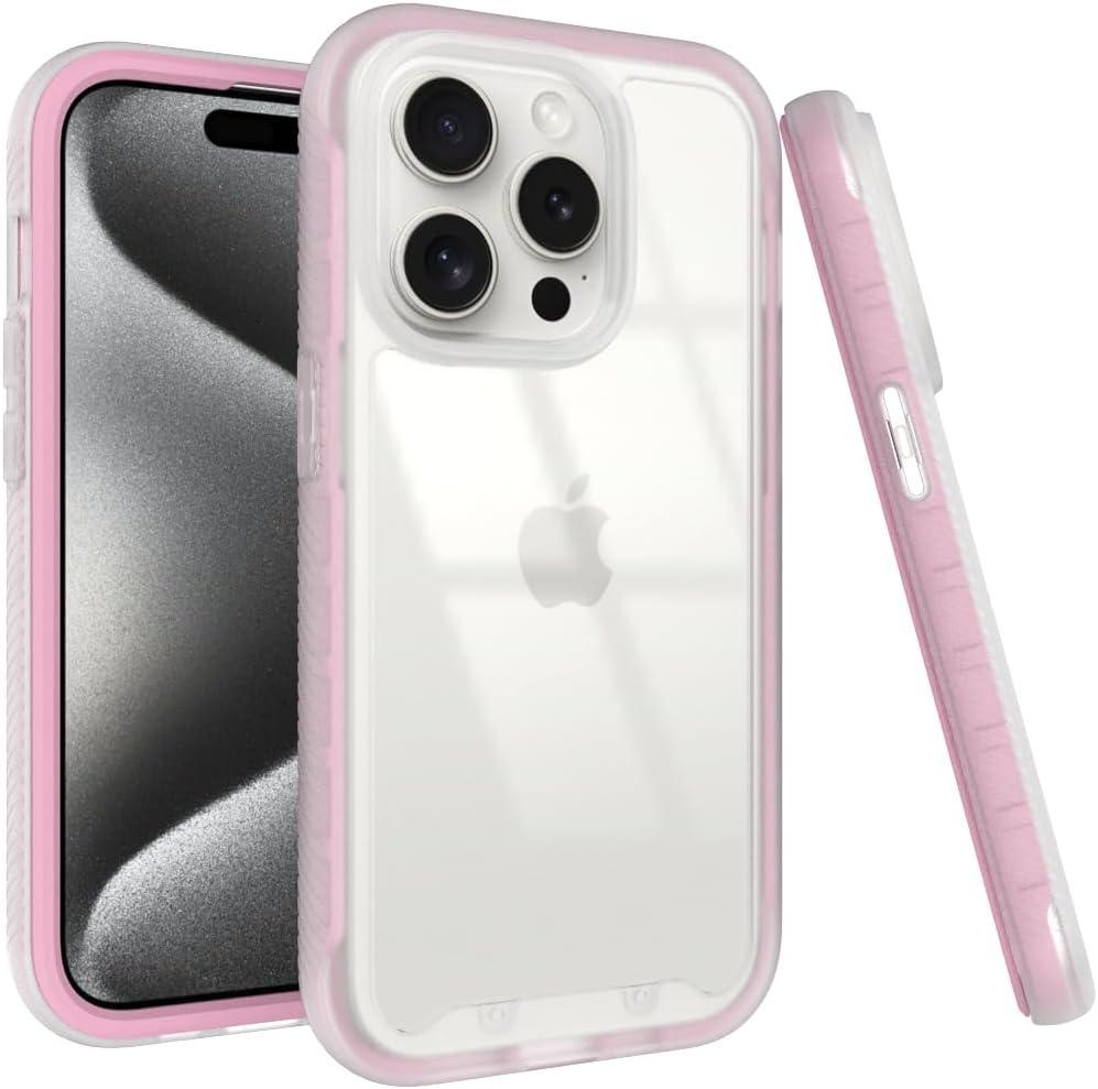 Puxicu Acrylic 2 in 1 for iPhone 16 Pro CaseAnti-Yellowing, Military-Grade Protection, Drop Shockproof Slim Phone Cover for iPhone 16 Pro 6.3", Light Pink