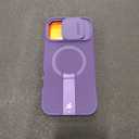 SURITCH for iPhone 16 Plus Case with Magnetic Camera Slide Cover and Adjustable Kickstand, Compatible with MagSafe, Shockproof Bumper Case Slim Protective Cover for iPhone 16 Plus 6.7 Inch,Dark Purple