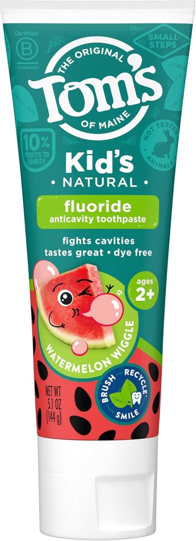 Tom's of Maine Natural Children's Fluoride Toothpaste, Watermelon, 5.1 oz