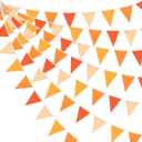 10M/ 32Ft Triangle Flag Fabric Banner Cotton Pennant Garland Cloth Bunting for Fall Decor Autumn Wedding Birthday Party Thanksgiving Day Home Nursery Outdoor Garden Hanging Decoration (Orange+36Pcs)