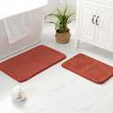 MIULEE Rust Bathroom Rugs Set 2 Piece, Soft Absorbent Microfiber Bath Mat Set, Non Slip Quick Dry Machine Washable Plush Shaggy Bath Rugs for Bathroom Floor, Tub and Shower, 20"x30"+16"x24", Rust 