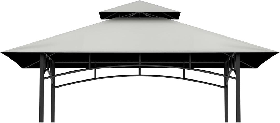 Grill Gazebo Replacement Top, 5 * 8 Outdoor BBQ Top Cover, Double Layer BBQ Gazebo Top Canopy for Model #L-GG001PST-F (Gray)