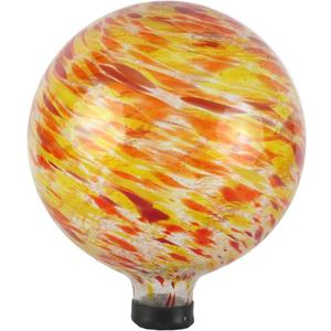 Lily's Home Glass Gazing Ball, A Colorful Addition to Any Garden or Home, Ideal As a Housewarming Gift. 10 Inch (Fiery Sunset)