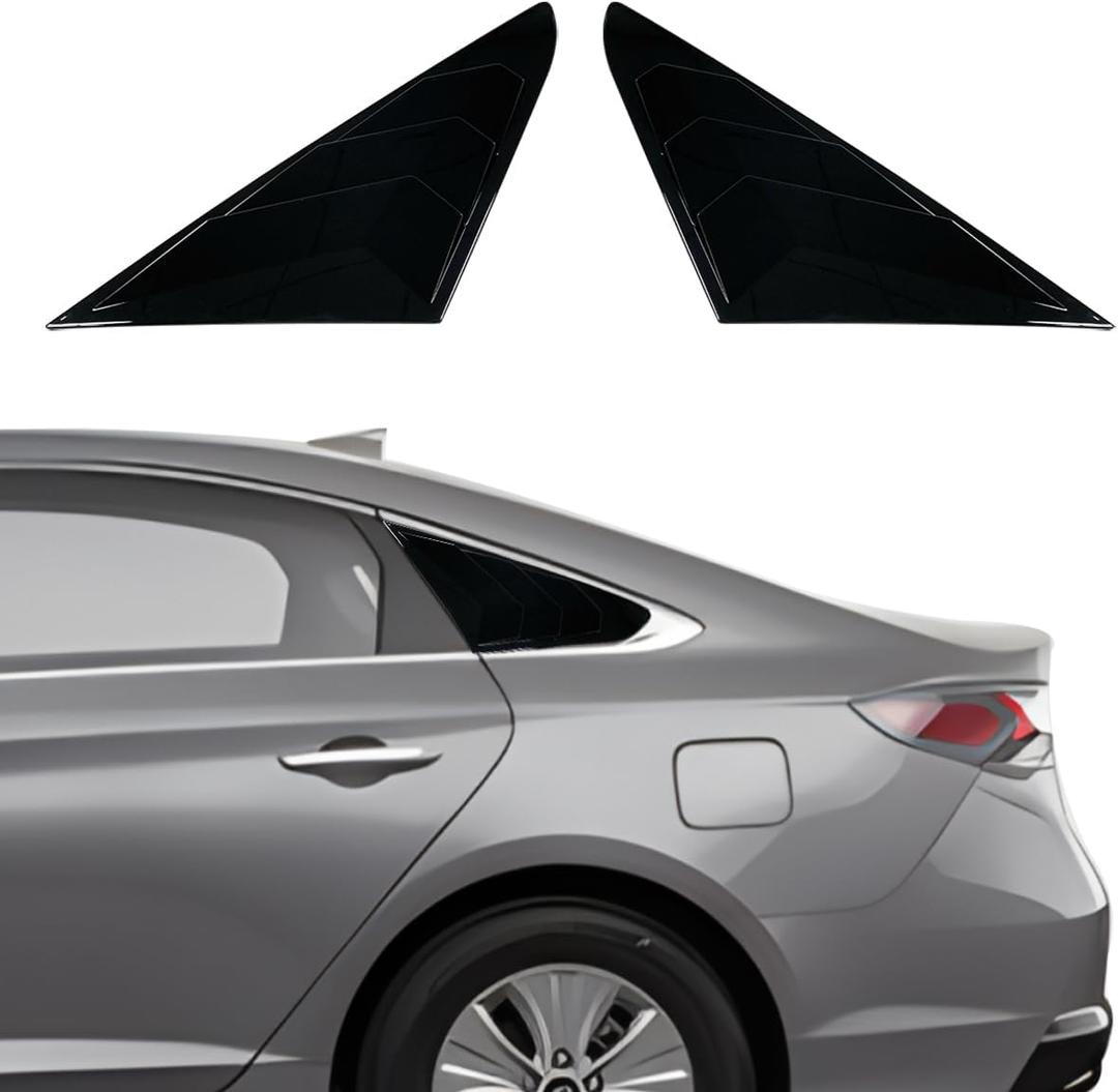 for Hyundai Sonata 2015 2016 2017 2018 2019 Window Louvers Rear Side Window Louvers Air Vent Scoop Shades Cover Blinds Trim Exterior Accessories 2PCS(Bright Black)
