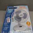 EZ-Chill 12 3-Speed Oscillating Table Fan with Adjustable Tilt, Convenient Push Button Controls, Quiet Operation, White, SB-MTSH05