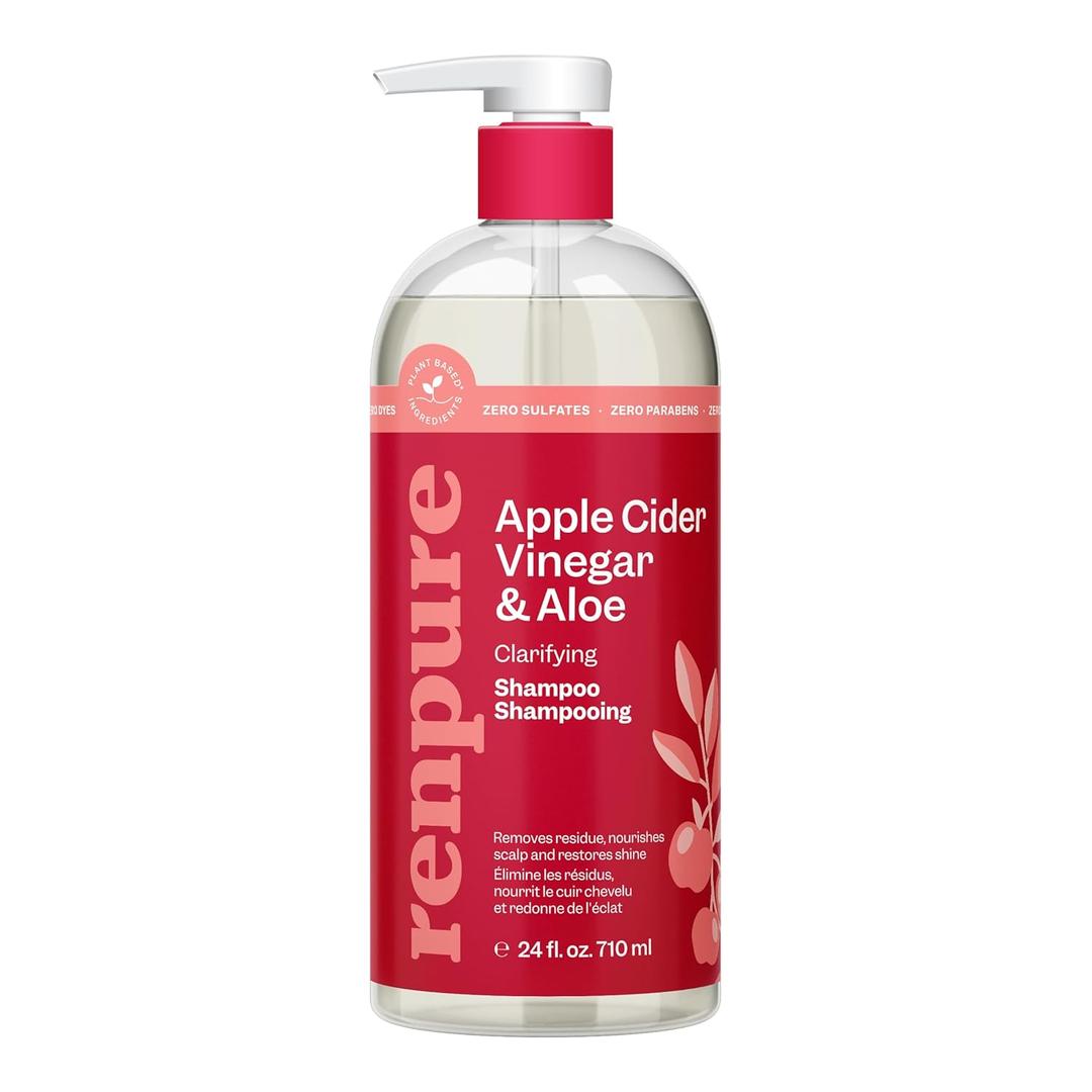 RENPURE Apple Cider Vinegar & Aloe Shampoo, Plant-Based  Clarifies, Removes Residue and Nourishes for Shiny, Healthy Hair  For Dull Hair - Apple Cider Vinegar, Aloe Leaf Juice  24 Fl Oz
