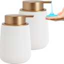 Soap Liquid Dispenser Ceramic with Easy-to-Press Pump Hand Liquid Dispenser for Shampoo Bathroom Kitchen 12 oz 2pcs