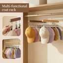 Closet Organizer with 10 Clips, 2PCS Space Saving Hanging Closet Organizer, Space-Saving Hat Scarf Clothespins for Jeans Skirts Socks Leggings Wooden Pant Hangers with Clips(Vintage)