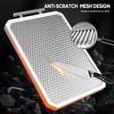 304 Stainless Steel Cutting Board,Double Sided Chopping Board for Kitchen,Scratch Resistant Mesh Design,Anti-Slip Silicone Edges(White,16"*12")