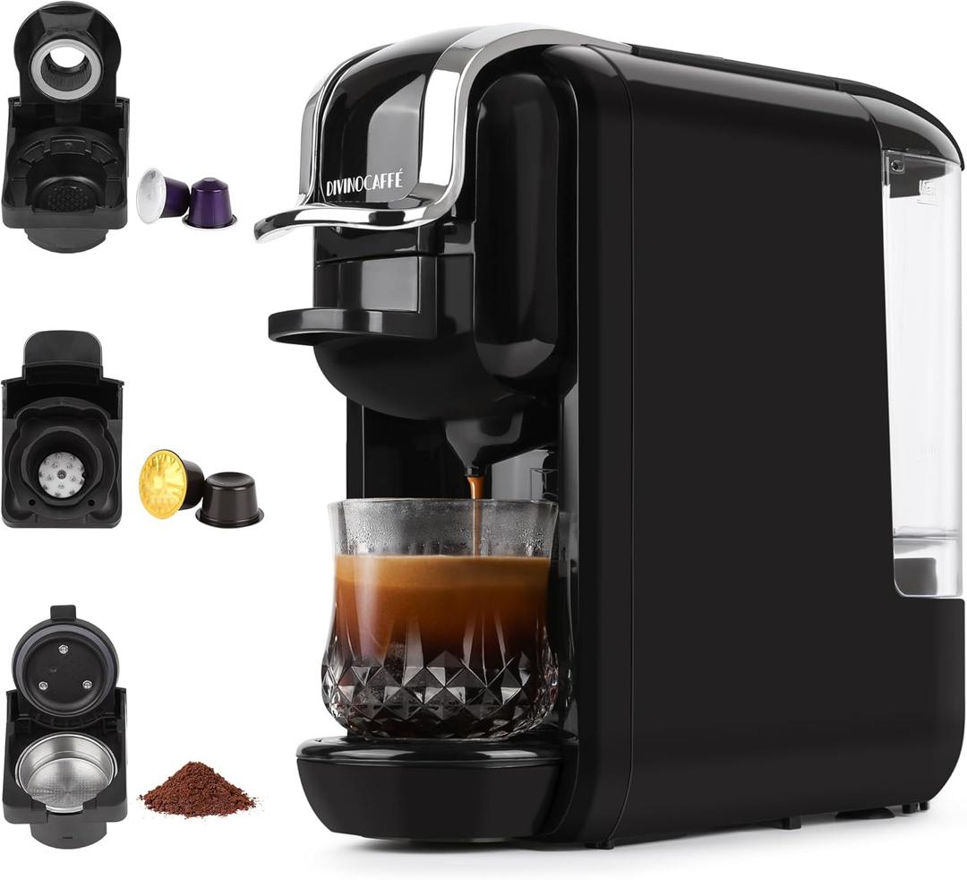 Espresso Maker for Nespresso Capsule, Lavazza Blue Capsule & Coffee Powder, 19 Bar Pump Pressure Makes Authentic Espresso Coffee, Mini Espresso Coffee Machines with Removable Water Tank