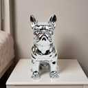 French Bulldog Statue Silver Electroplated - 8.6" H Elegant Dog Decor Sculpture for Home Dcor, Modern Bulldog Figurine Pet Lover Gift, Indoor Decorative Statue