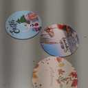 Car Coasters for Cup Holders Season's Watercolor Maple Leaf 3 Pack Absorbent Ceramic Cupholder Coaster with Finger Notch, Leaves Wreath Berry Auto Interior Accessories Drink Coasters