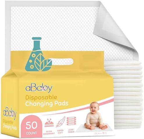 Disposable Changing Pads for Baby (50 Pack) Super Soft and Ultra Absorbent Baby Changing Pad - Leak Proof Diaper Changing Pads for Stress-Free Baby Diaper Changes - White