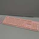 SEUNKWANG Wired Backlit Keyboard with Pudding Keycaps, Quiet Full Size Computer Keyboard White Backlight Easy-to-Read, Never Fade, Metal Panel, USB Cute Desk Setup for Windows PC Desktop, Pink