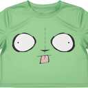 Silly Green Face Crop Top Shirt for Womens  Adult Teen Women Funny Tee Cosplay Halloween Costumes (Green, S)