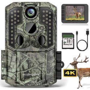 WOSPORTS Trail Camera,48MP 4K 0.2S Trigger Motion Activated, Game Camera with Night Vision IP66 Waterproof 2.0''LCD 120Wide Trail Cam Lens for Outdoor Scouting Wildlife Monitoring Home Security (Light Green)