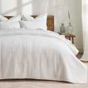 EverGrace Luxury Velvet Quilt Set Queen Size 3 Piece, Soft Cross-Stitch Velvet Comforter Set with Pillow Shams, Lightweight Coverlet Bedspread for All Seasons, Bright White