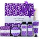 Spa Luxetique Lavender Spa Set, Bath Set for Women Gift, Relaxing Home Spa Kits Includes Body Lotion, Shower Gel, Bubble Bath, Hand Cream, Birthday Gifts for Women,Mothers Day Gifts