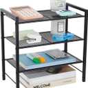 Desktop Shelf Organizer, 3-Tier Office Storage Rack, Adjustable Metal Bookshelf for Top of Desk, Desk Organizer for Office, Home, Dorm and Small Spaces (Black)
