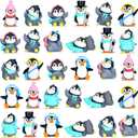 Macarrie 30 Pcs Mini Penguin Figurines Cute Penguin Characters Toys Collection Playset Mini Cartoon Cake Topper Winter Figurines Cake Decoration for Boy Girl(Vivid)