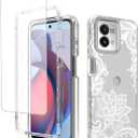 Case for Moto G Stylus 2023 Case, Motorola G Stylus 2023 with Tempered Glass Screen Protector, Floral Design Full Body Protective Cell Phone Cover for Motorola Moto G Stylus 2023 Mandala