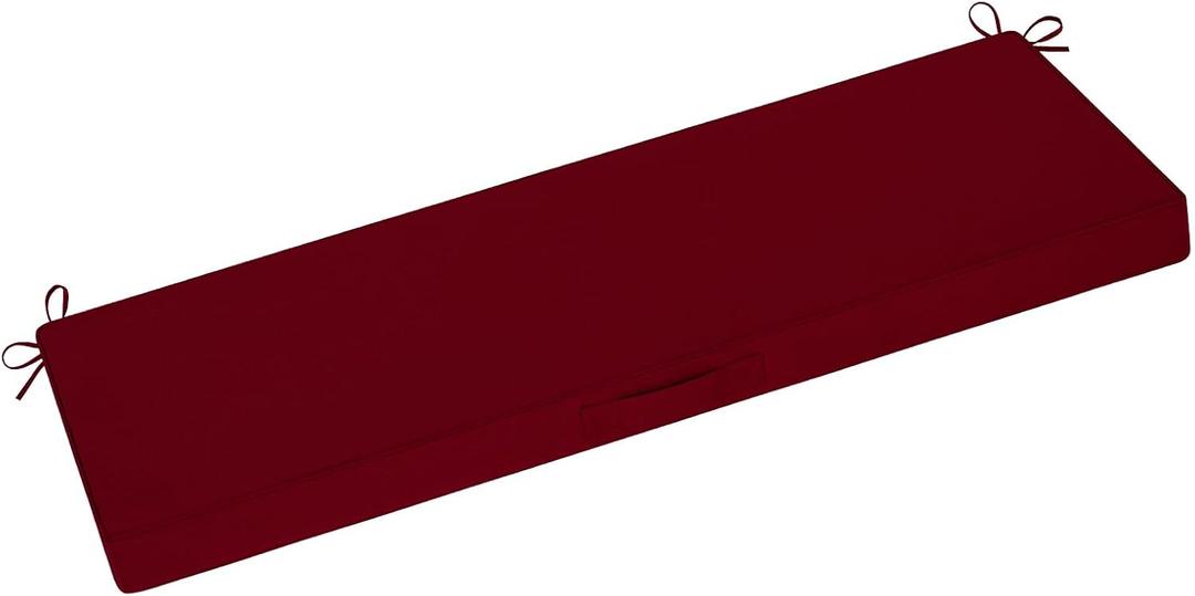 downluxe Outdoor Bench Cushion Waterproof, 48 x 18 Inch Patio Furniture Cushions with Adjustable Ties & Portable Handle, Porch Swing Cushions, Bench Cushions for Outdoor Furniture, Burgundy