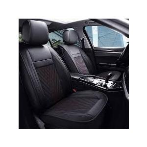 PLTCAT 2 Front Car Seat Covers Set, Car Seat Cushions with PU Leather Fit for Most Cars, Suvs, Vans Trucks(Black and Red, 2 PCS Front)