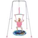 G TALECO Gear Baby Jumper with Stand,Baby Bouncer,Easy Set-Up,Baby Exerciser for Active Babies,Suitable for Indoor and Outdoor, Water Mat Include (Pink)