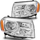 Headlight Assembly Fit For 2012-2015 Honda Pilot 2012 2013 2014 2015 12 13 14 15 Honda Pilot Head lamp Left And Right Side (Chrome Housing Amber Reflector)