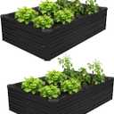 431FT(2PCS) Galvanized Raised Garden Bed Kit Metal Planter Boxes, Large Raised Garden Bed for Planting Vegetables, Flowers, Herbs -Black