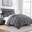 Chezmoi Collection 3-Piece All Season Oversized Queen Comforter Set Gray, Soft Quilted Down Alernative Duvet Insert with Corner Tabs, Lightweight Microfiber Bedding, 92 x 96 Inches