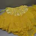 Womens 3-Layered Pleated Tulle Petticoat Tutu Puffy Party Cosplay Skirt (Yellow), Size: One Size