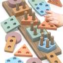 Montessori Toys for 1 2 Year Old Girl Boy, Toddler Toys 1 2 Year Old Girl Boy Birthday Gifts, Education Toddler Puzzles for Wooden Stacking Block Ages 1-3 2-4
