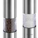 Salt and Pepper Grinder Set with Adjustable Coarseness | Manual Pepper Mill Grinder with Refillable Design | Ceramic Core | Kitchen Essential (2 Packs, Stainless Steel)