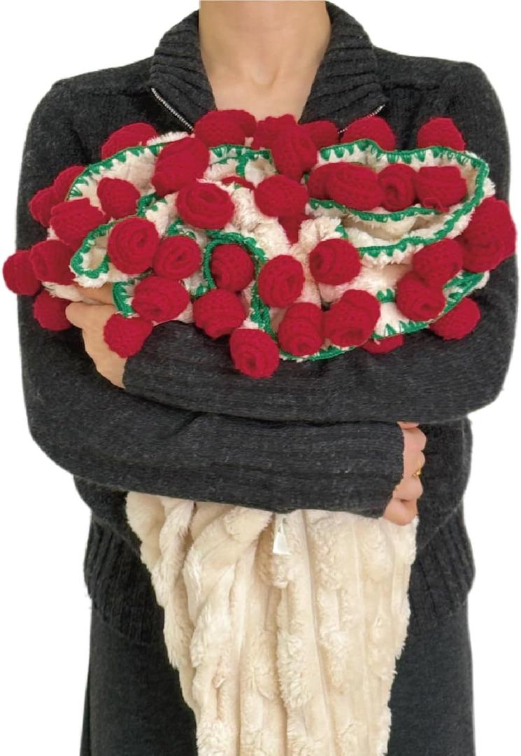 Rose Flowers Bouquet Blanket, Plush Flannel Rose Bouquet Throw Blankets Gifts for Mother's Day, Birthday, Valentine'Day, Home Decor, Bed, Sofa (59 Inches)