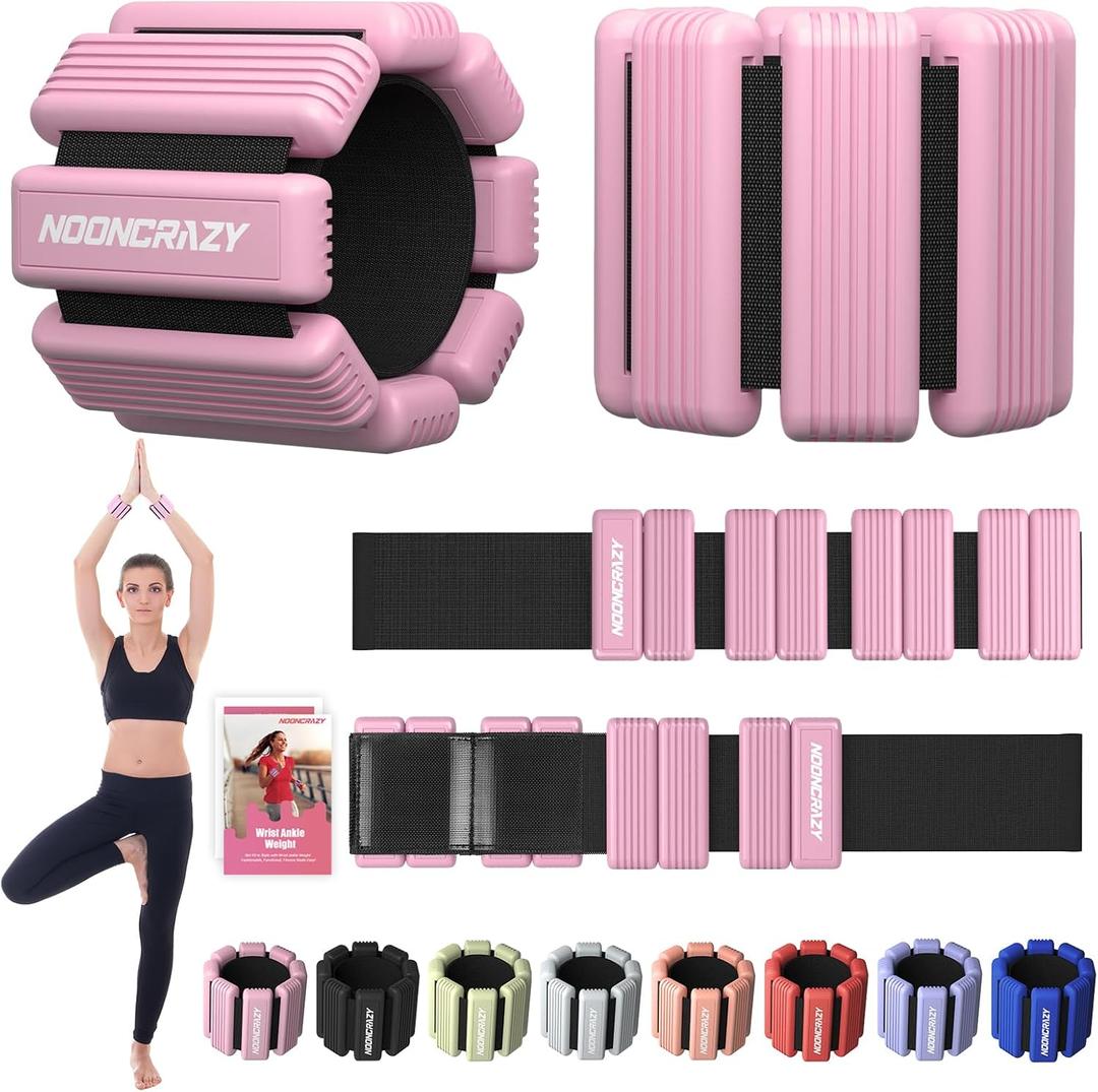 Pilates Wrist Ankle Weights for Women, Wearable Strong Arm & Leg Weights Set of 2(1 lb/2.2 lbs Each), Adjustable Ankle Weights for Walking, Yoga, Dance, Barre, Gym (Pink)