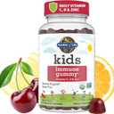 Garden of Life Kids Immune Support Gummies with Vitamin C, D as D3 & Zinc for 3-in-1 Daily Childrens Immunity Organic, Non-GMO, Gluten-Free, Vegetarian, Sugar Free, Cherry Flavor, 30 Day Supply