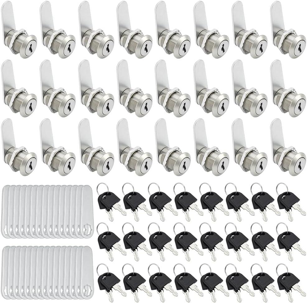 30 Pack Cabinet Locks with Keys, 5/8" Cam Locks Keyed Alike Tool Box Lock for Mailbox Toolbox Pickup Trucks Cabinet Cam Toolbox Lock Replacement Set, Zinc Alloy