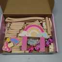 Lehoo Castle Wooden Train Set - Unicorn Train Set for Toddlers 2-4, Wooden Train Track Toddler Girl Toys, Pink Train Fantasy Toys for 3 4 5 6 7 Year Old Girl