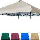 10x10 Canopy Replacement Top with Air Vent Silver Coated for Straight Leg Canopy Frame, (Beige)