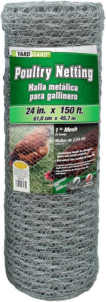 YARDGARD Chicken Wire 1 Inch Mesh 24 Inch X 150 Foot 20 Gauge Galvanized Steel Wire Fence Ideal for Crafting, Garden Protection, Bird Enclosures, Chicken Coops, Poultry Netting and Rabbit Fencing