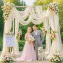4 Panels Ivory Sheer Fabric for Draping, 30"x19FT Wedding Arch Drapes Tulle Curtains Backdrop, Ivory Chiffon Draping Panels for Wedding Ceremony Party Baby Shower Decorations, Photoshoot & Home Wall