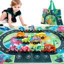 HELLOWOOD Dinosaur Toys for Toddlers Age 2-4, Wooden Dinosaur Train Set with Playmat/Storage Bag, Montessori Educational Toys for 2+ Years Old Boys & Girls
