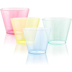 WDF 200 Pack Colorful Plastic Cups Disposable - include 50 Pink, Blue, Green, Yellow, Colorful Plastic Cups For Party, Baby Shower, Wedding,Easter