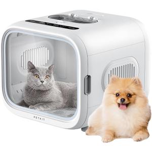 PETKIT AIRSALON MAX Automatic Pet Hair Drying Box for Cat Puppy Kitten,Ultra Quiet Hair Dryer for Small Dog Grooming,60L Large Capacity/Smart Temperature Control via App and Touch Panel