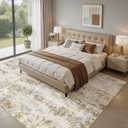 7x9 Area Rugs Living Room Washable Rug, Abstract Brown Grey